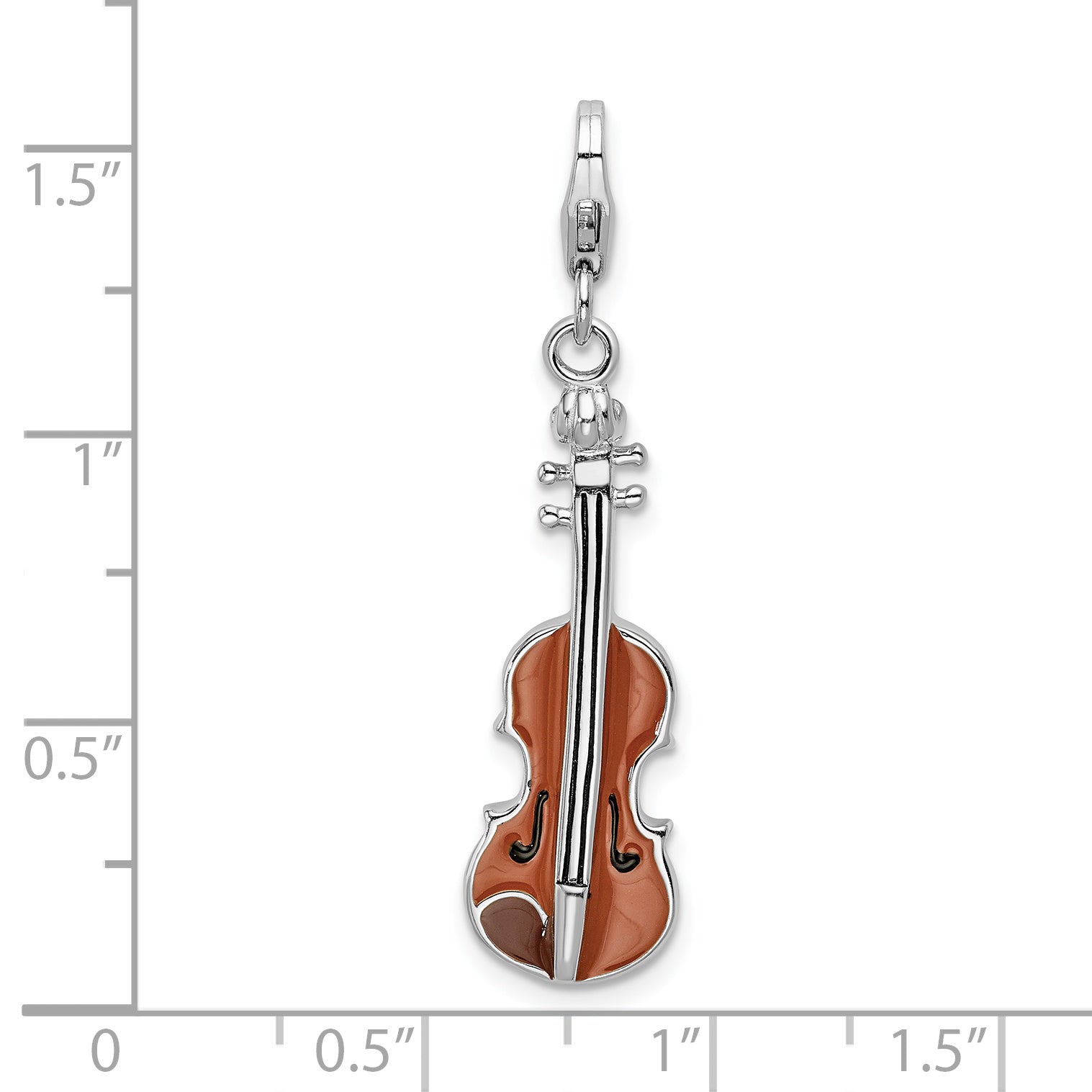 Amore La Vita Sterling Silver Rhodium-plated Polished 3-D Enameled Viola Charm with Fancy Lobster Clasp