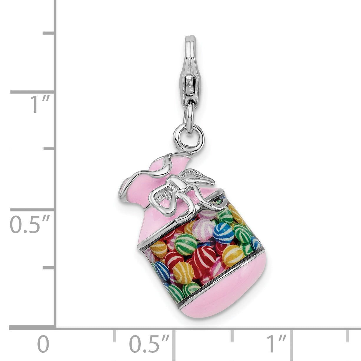 Amore La Vita Sterling Silver Rhodium-plated Polished 3-D Enameled Candy Jar Charm with Fancy Lobster Clasp