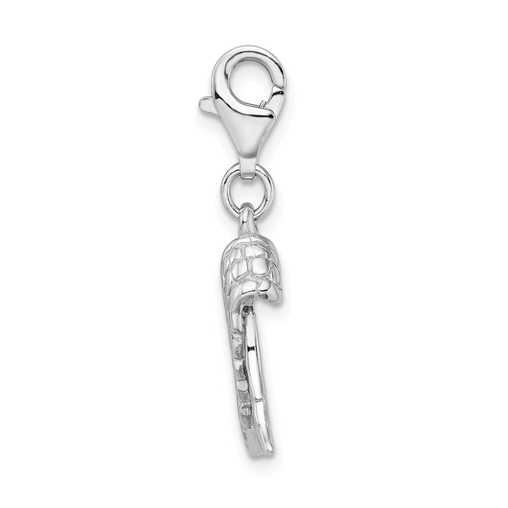 Amore La Vita Sterling Silver Rhodium-plated Polished 3-D Wings Charm with Fancy Lobster Clasp