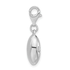 Sterling Silver Rhodium-plated Polished Love Oval With Lobster Clasp Charm