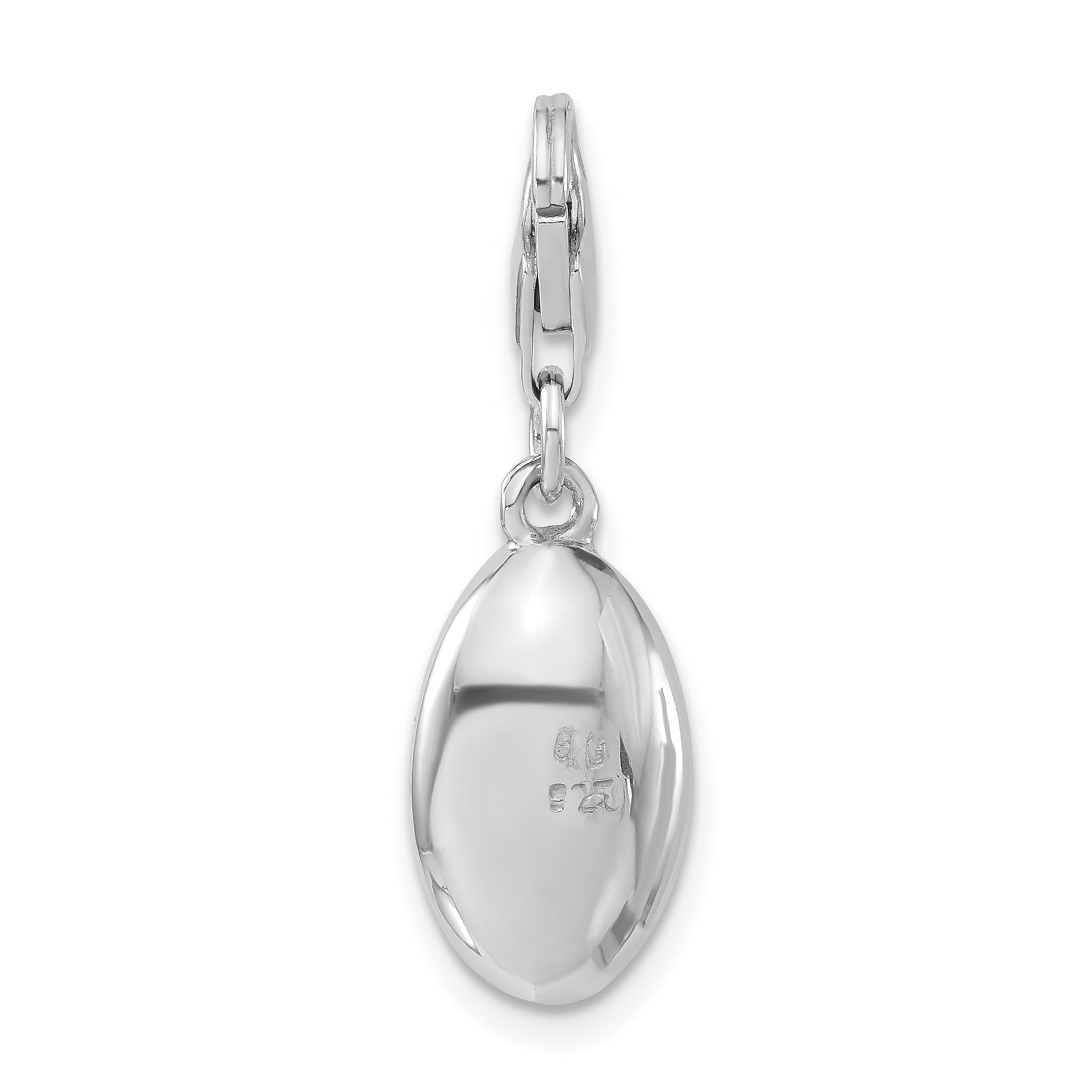 Sterling Silver Rhodium-plated Polished Love Oval With Lobster Clasp Charm