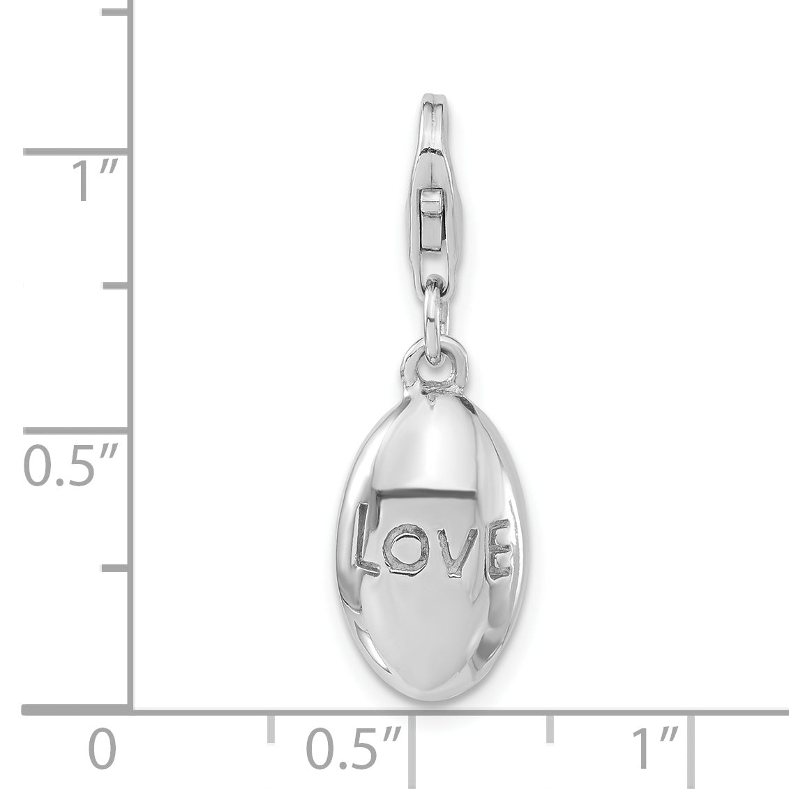 Sterling Silver Rhodium-plated Polished Love Oval With Lobster Clasp Charm