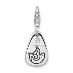 Sterling Silver Rhodium-plated Polished & Antiqued Fire Symbol With Lobster Clasp Charm