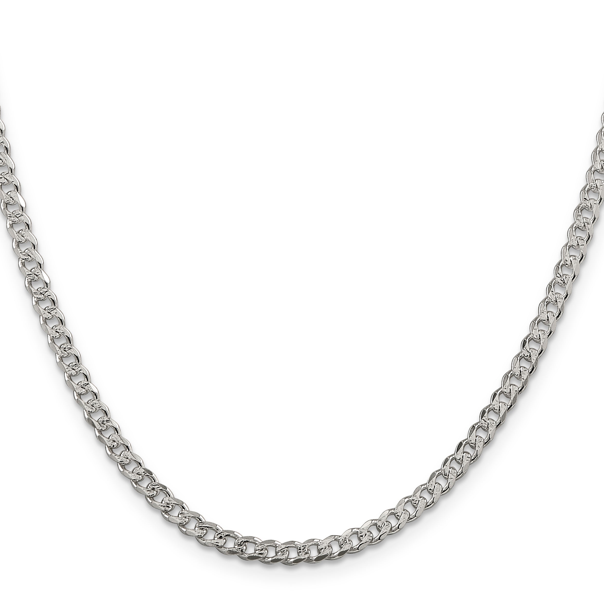 Sterling Silver 4mm Pav‚ Curb Chain