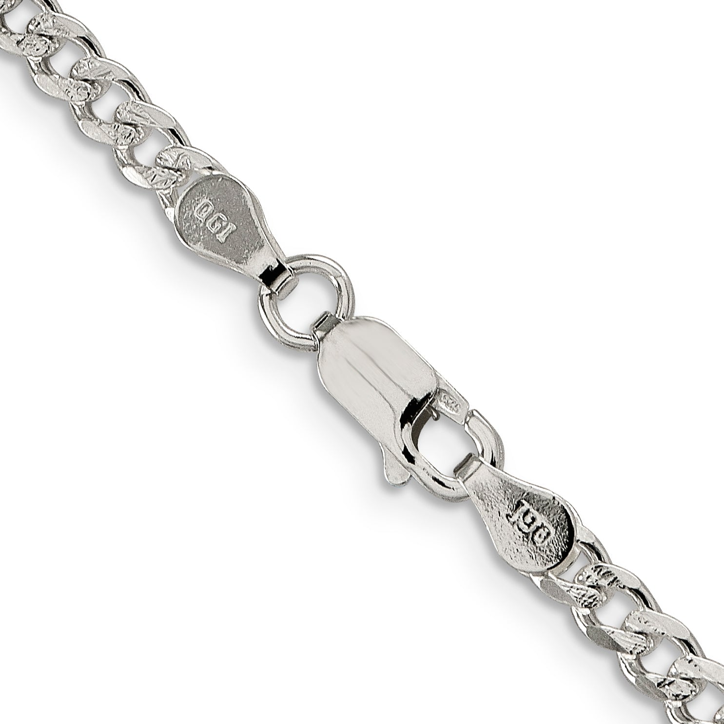 Sterling Silver 4mm Pav‚ Curb Chain