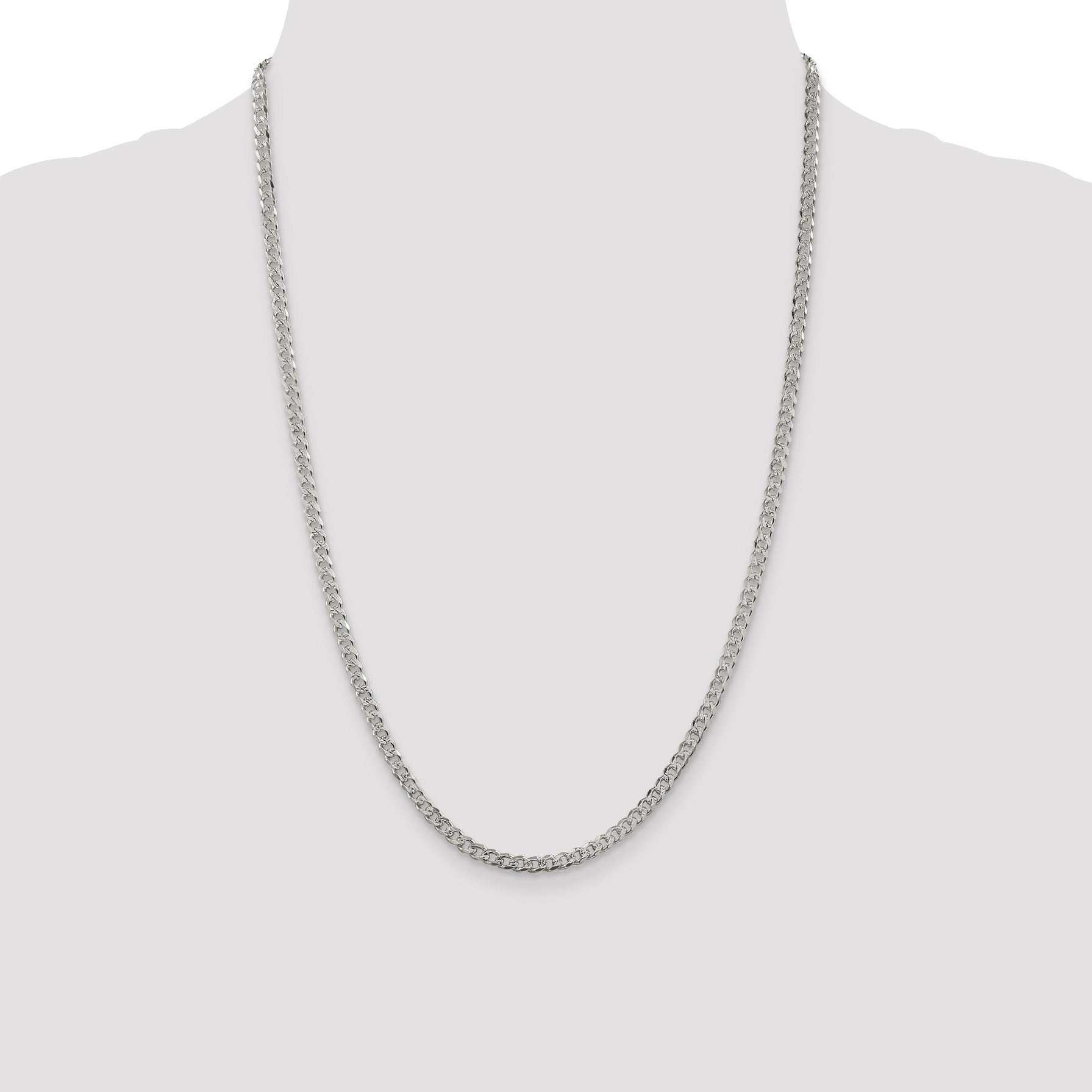 Sterling Silver 4mm Pav‚ Curb Chain