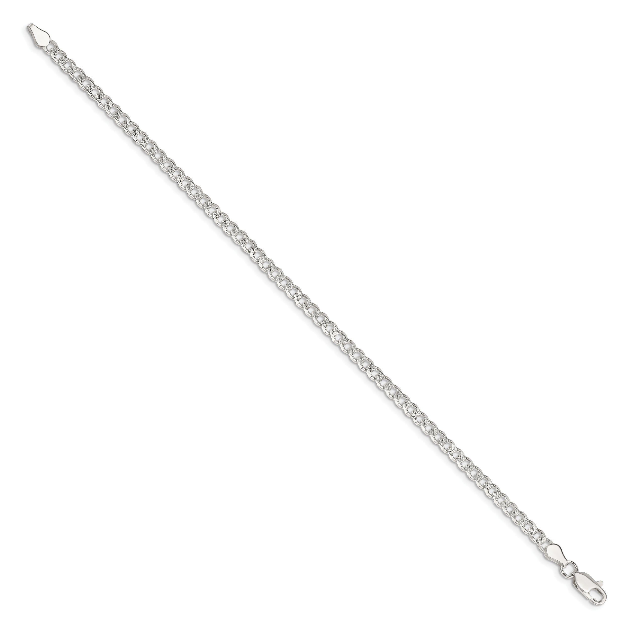 Sterling Silver 4mm Pav‚ Curb Chain