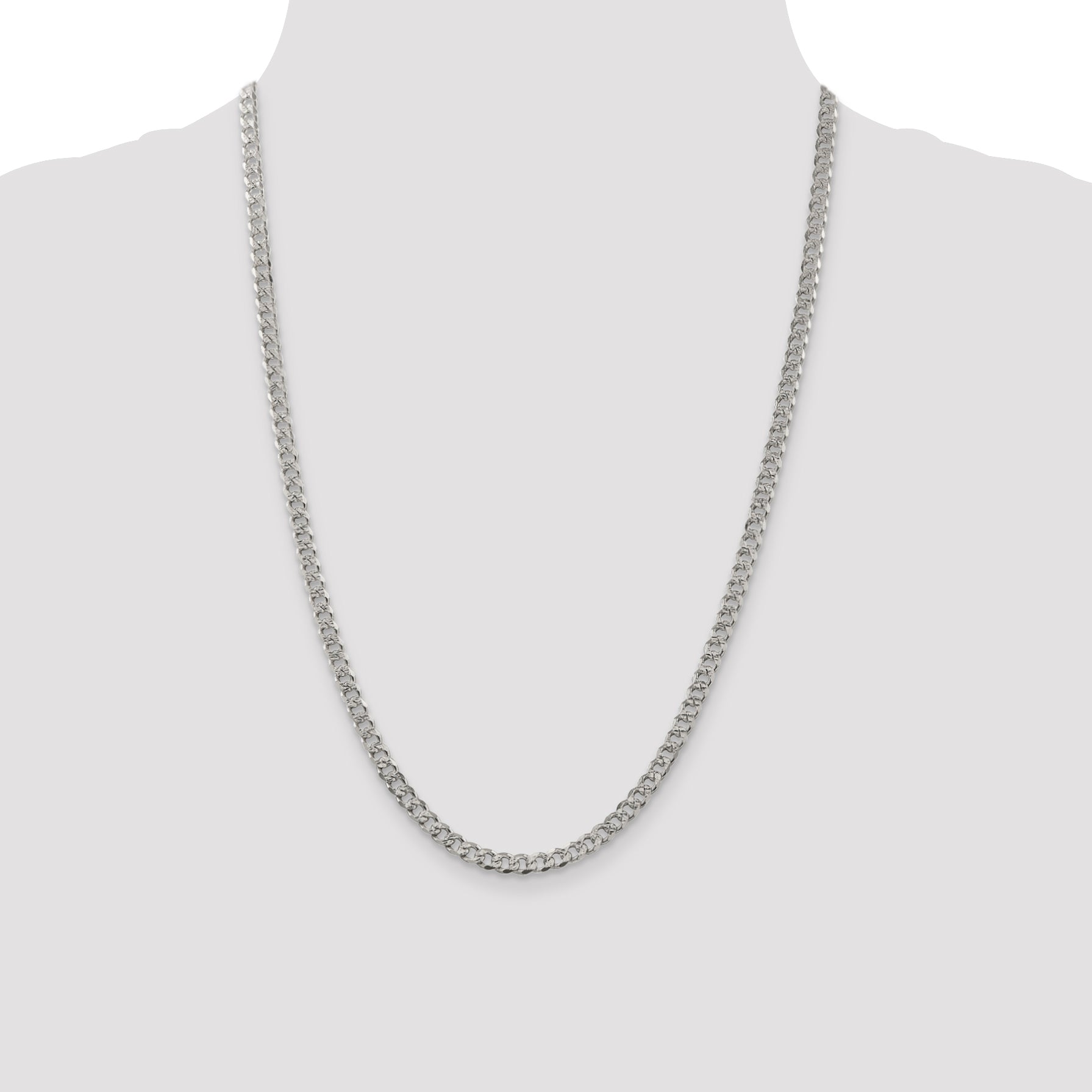 Sterling Silver 4.5mm Pav‚ Curb Chain