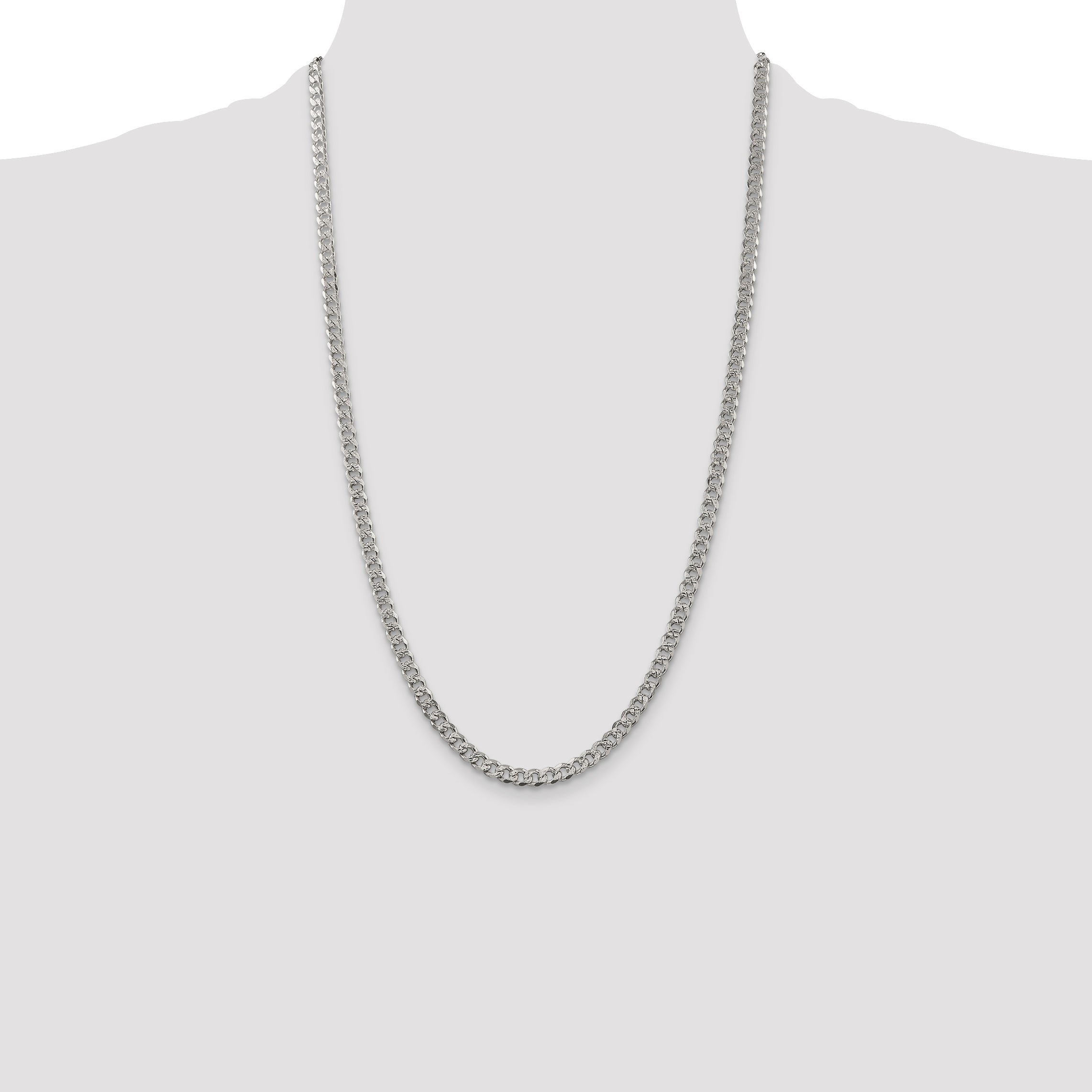 Sterling Silver 4.5mm Pav‚ Curb Chain