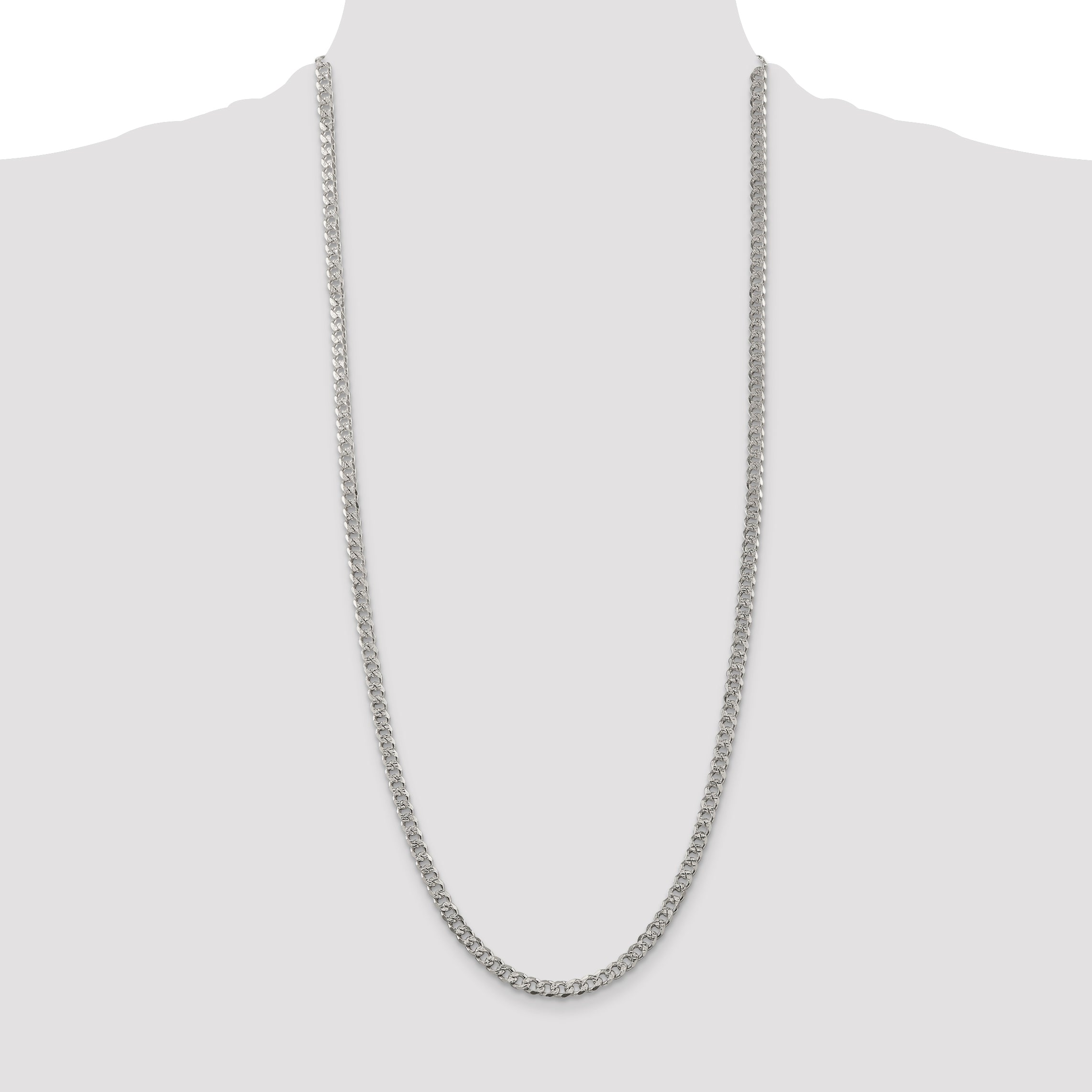 Sterling Silver 4.5mm Pav‚ Curb Chain