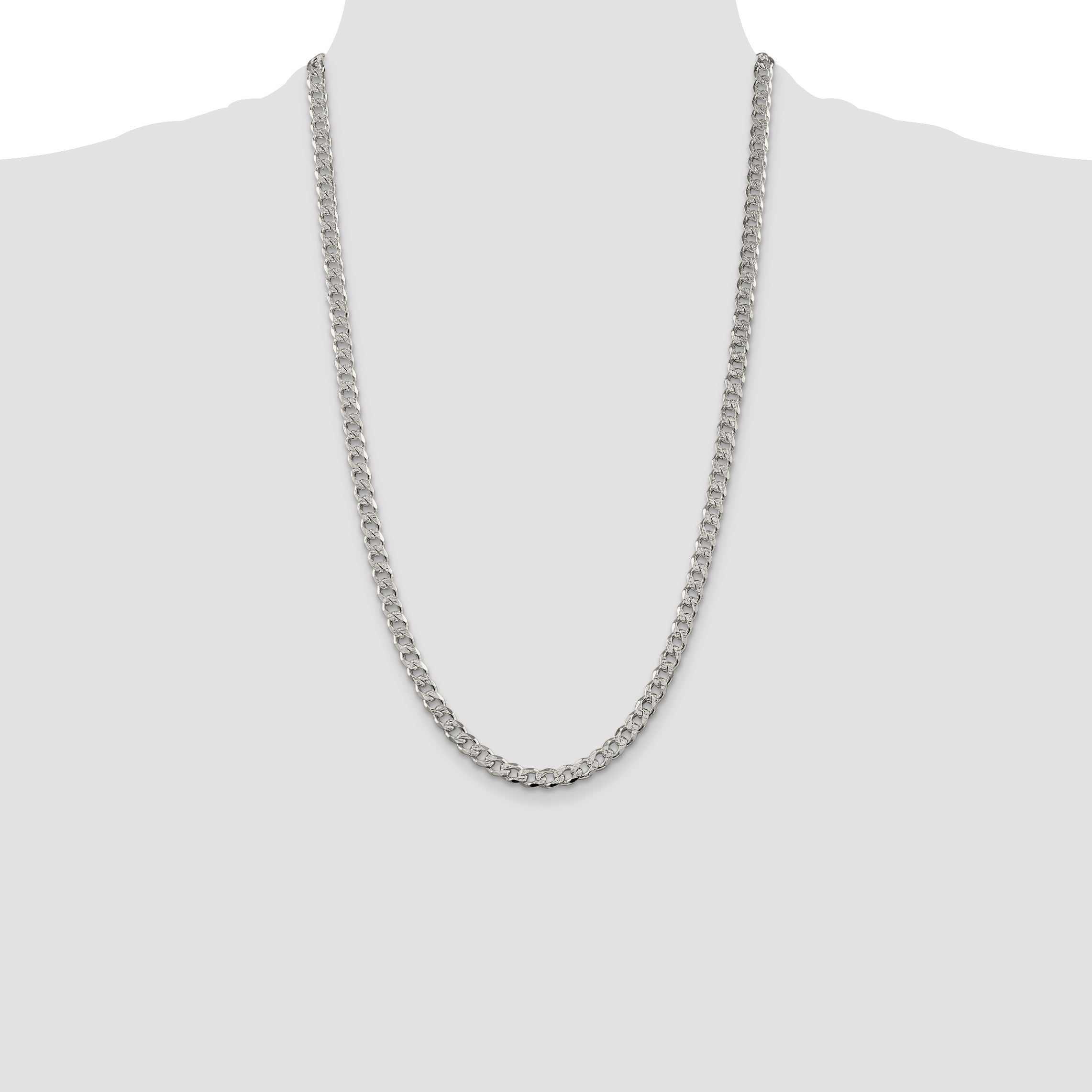 Sterling Silver 5.5mm Pav‚ Curb Chain