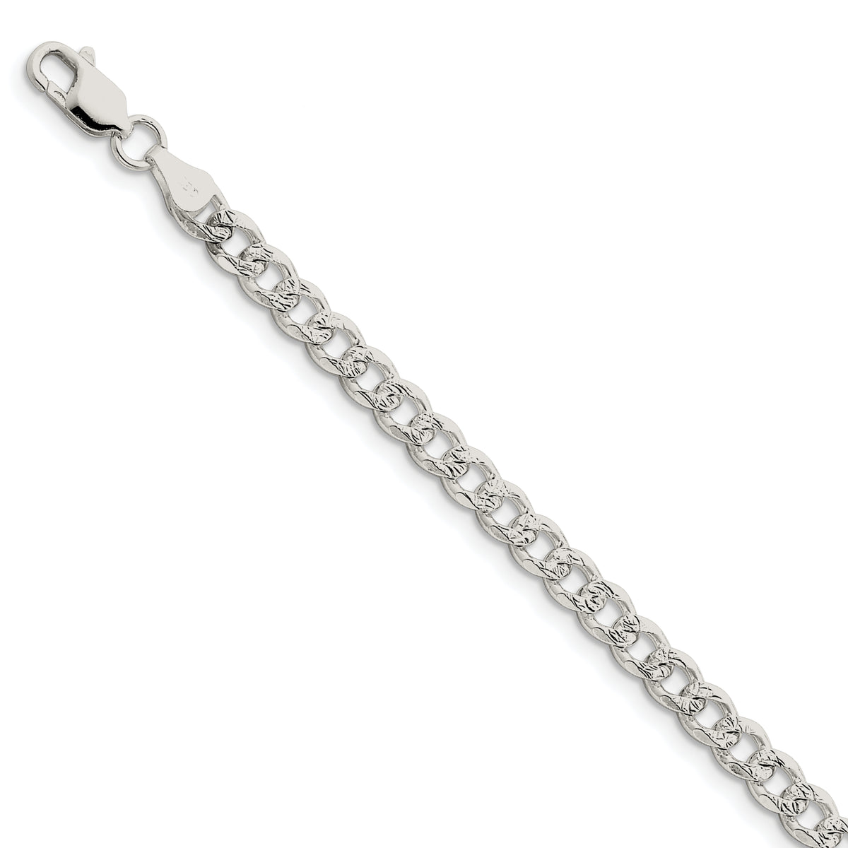 Sterling Silver 5.5mm Pav‚ Curb Chain