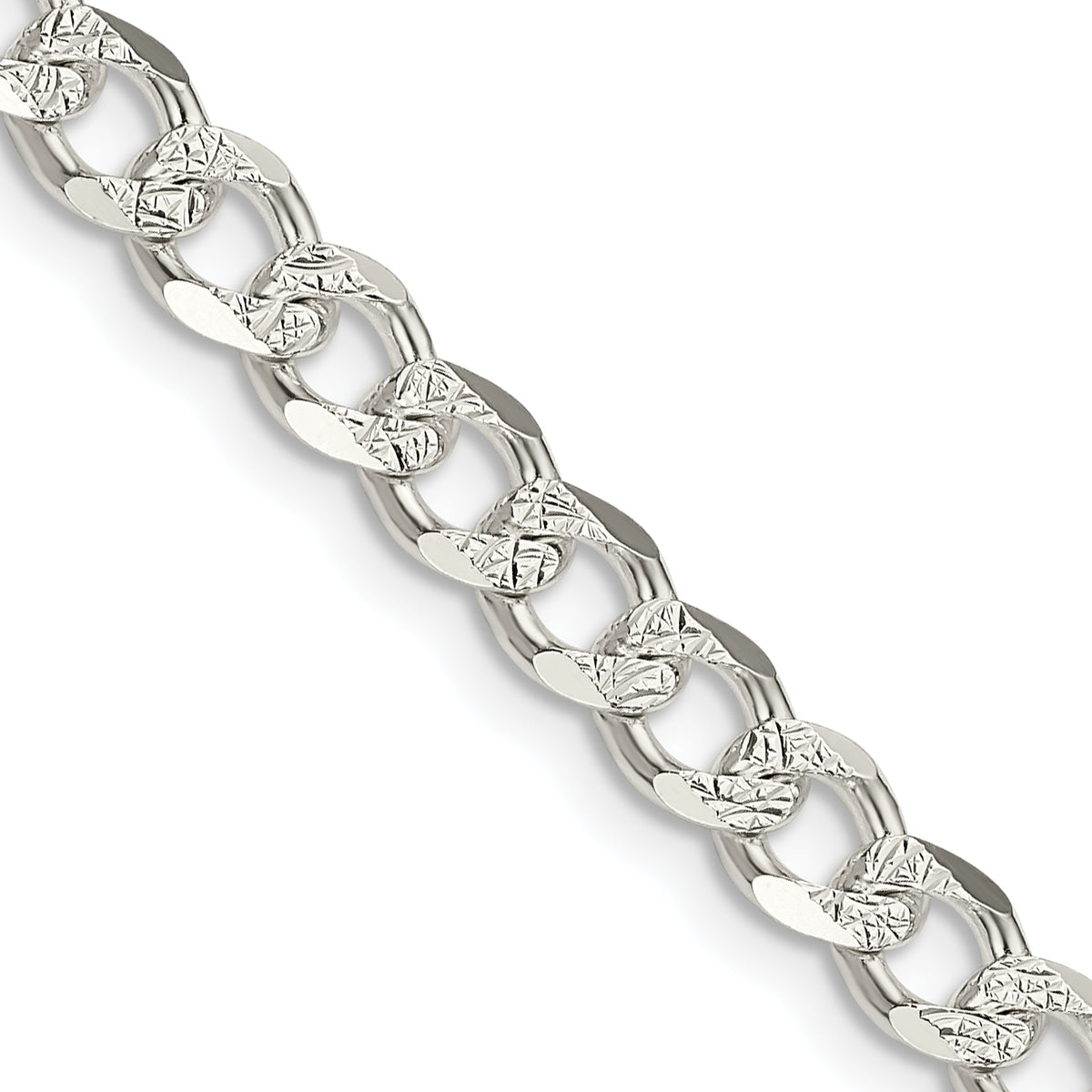 Sterling Silver 5.5mm Pave Curb Chain