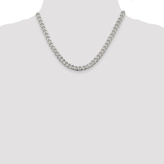 Sterling Silver 7mm Pav‚ Curb Chain