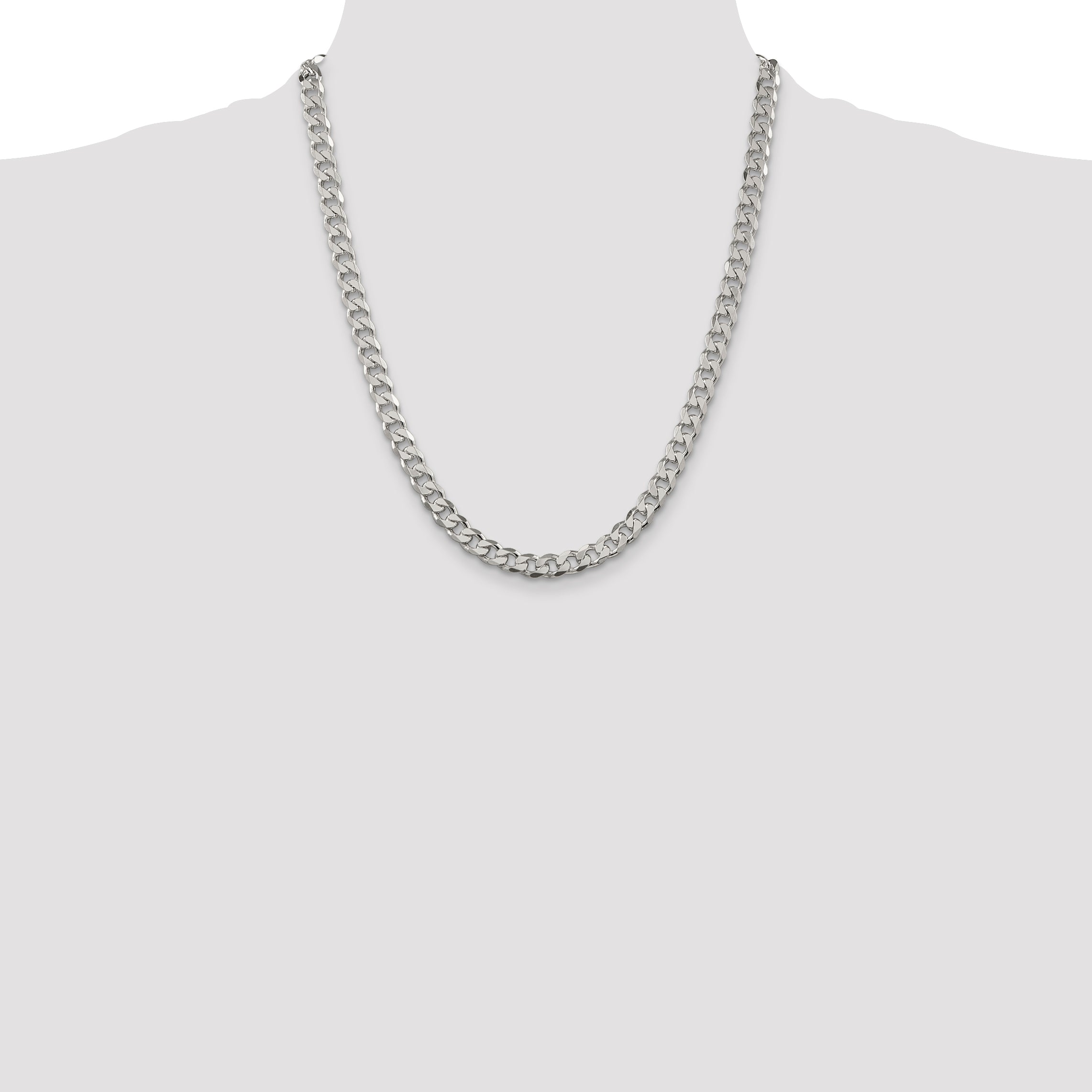 Sterling Silver 7mm Pav‚ Curb Chain