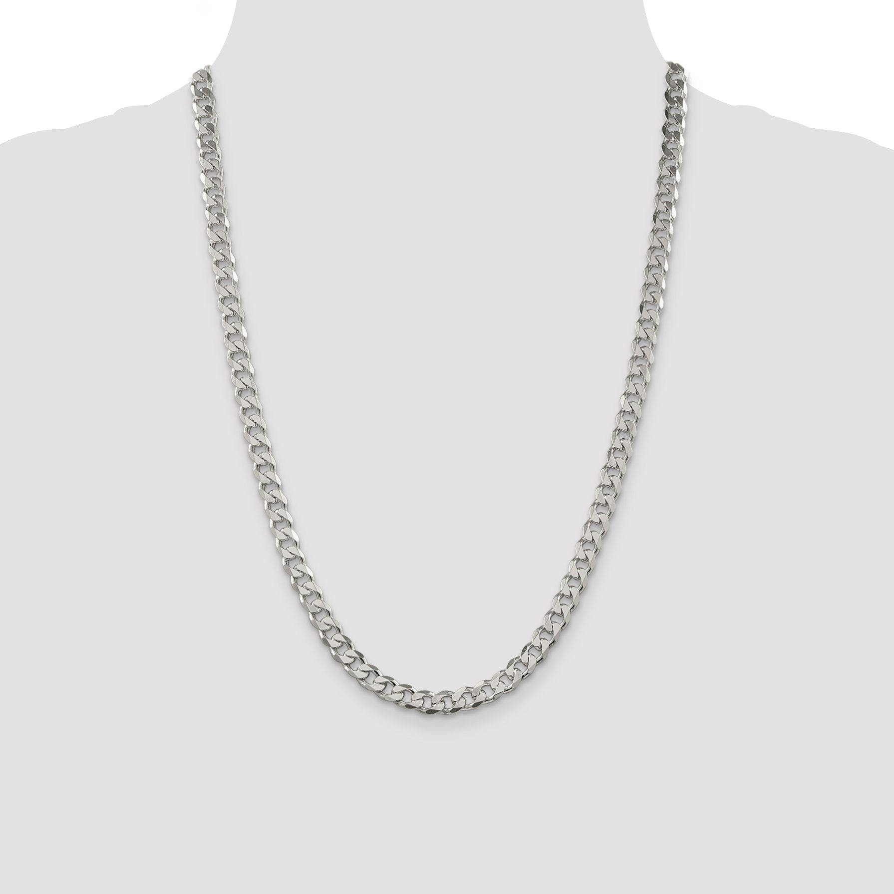 Sterling Silver 7mm Pav‚ Curb Chain