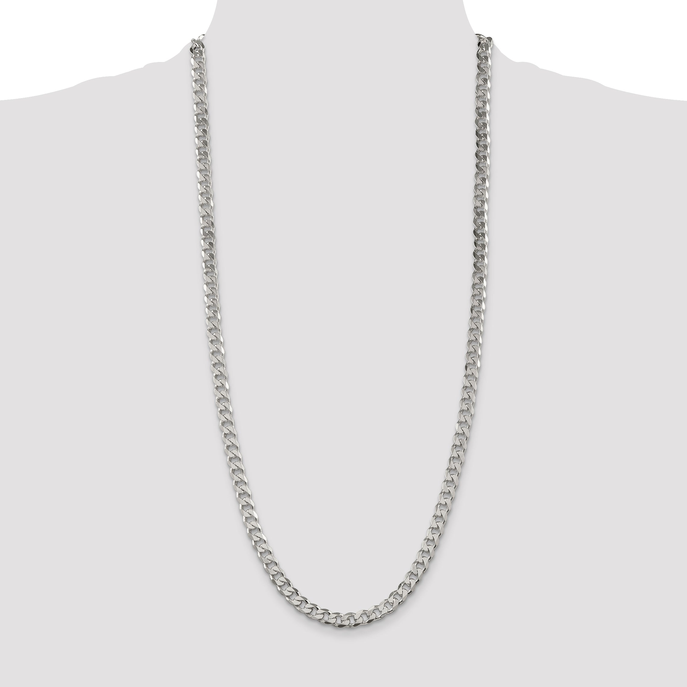 Sterling Silver 7mm Pav‚ Curb Chain