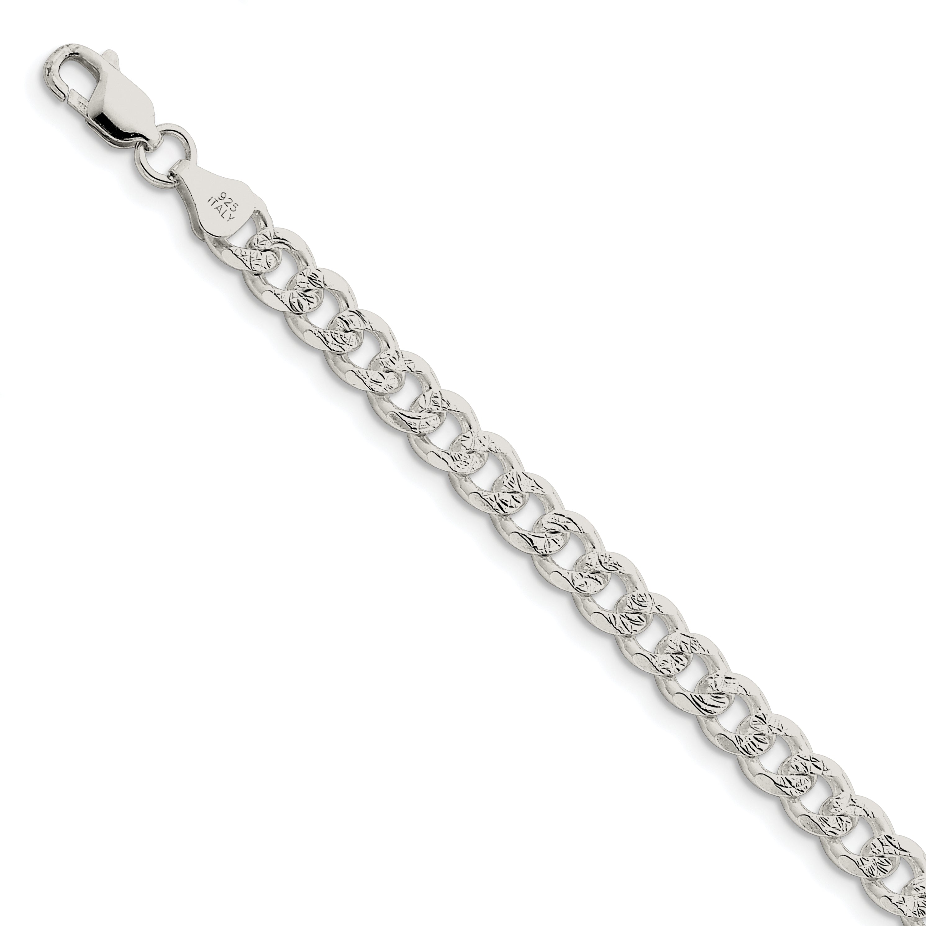 Sterling Silver 7mm Pav‚ Curb Chain