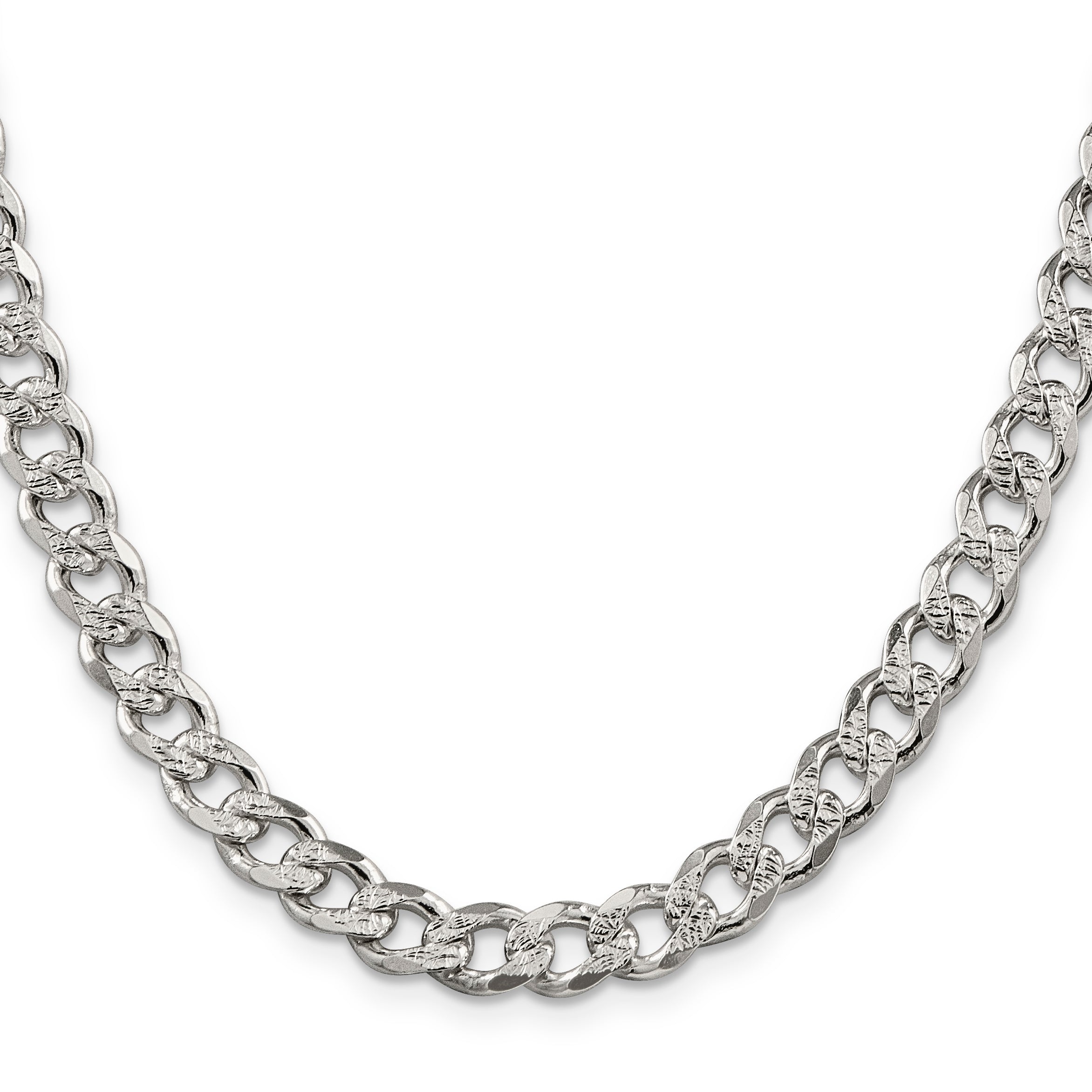 Sterling Silver 7.5mm Pav‚ Curb Chain