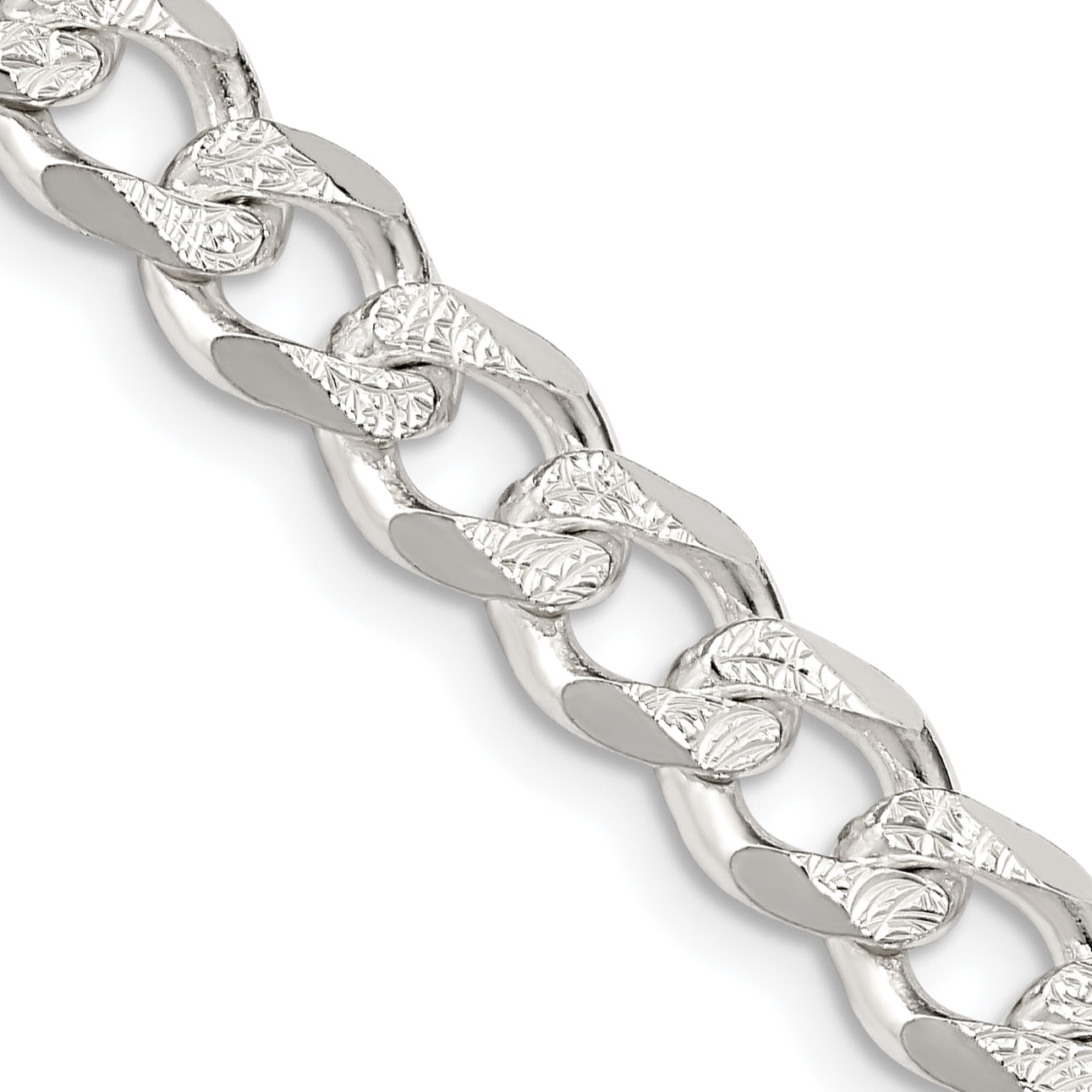 Sterling Silver 7.5mm Pav‚ Curb Chain