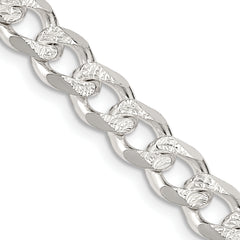 Sterling Silver 7.5mm Pav‚ Curb Chain