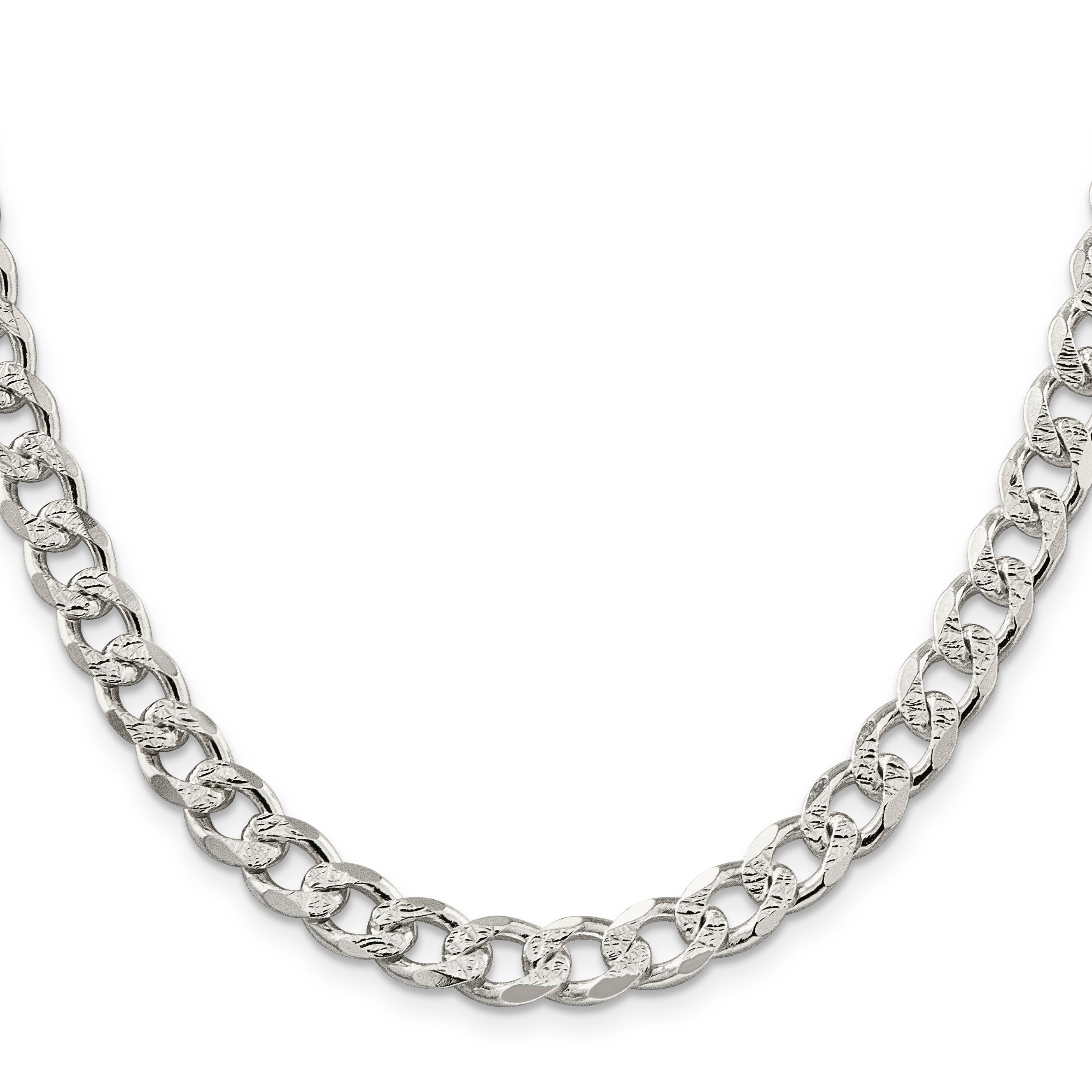 Sterling Silver 8mm Pav‚ Curb Chain