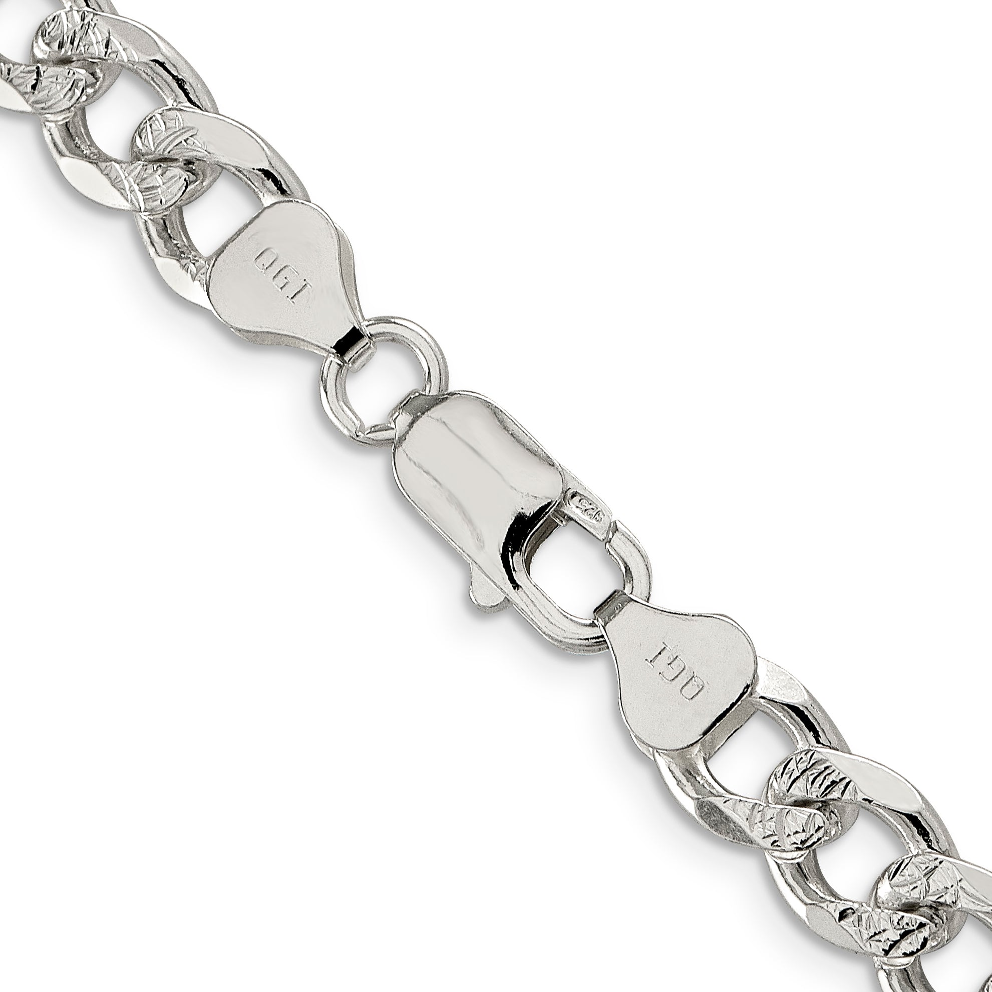 Sterling Silver 8mm Pav‚ Curb Chain