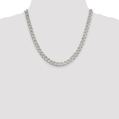 Sterling Silver 8mm Pav‚ Curb Chain