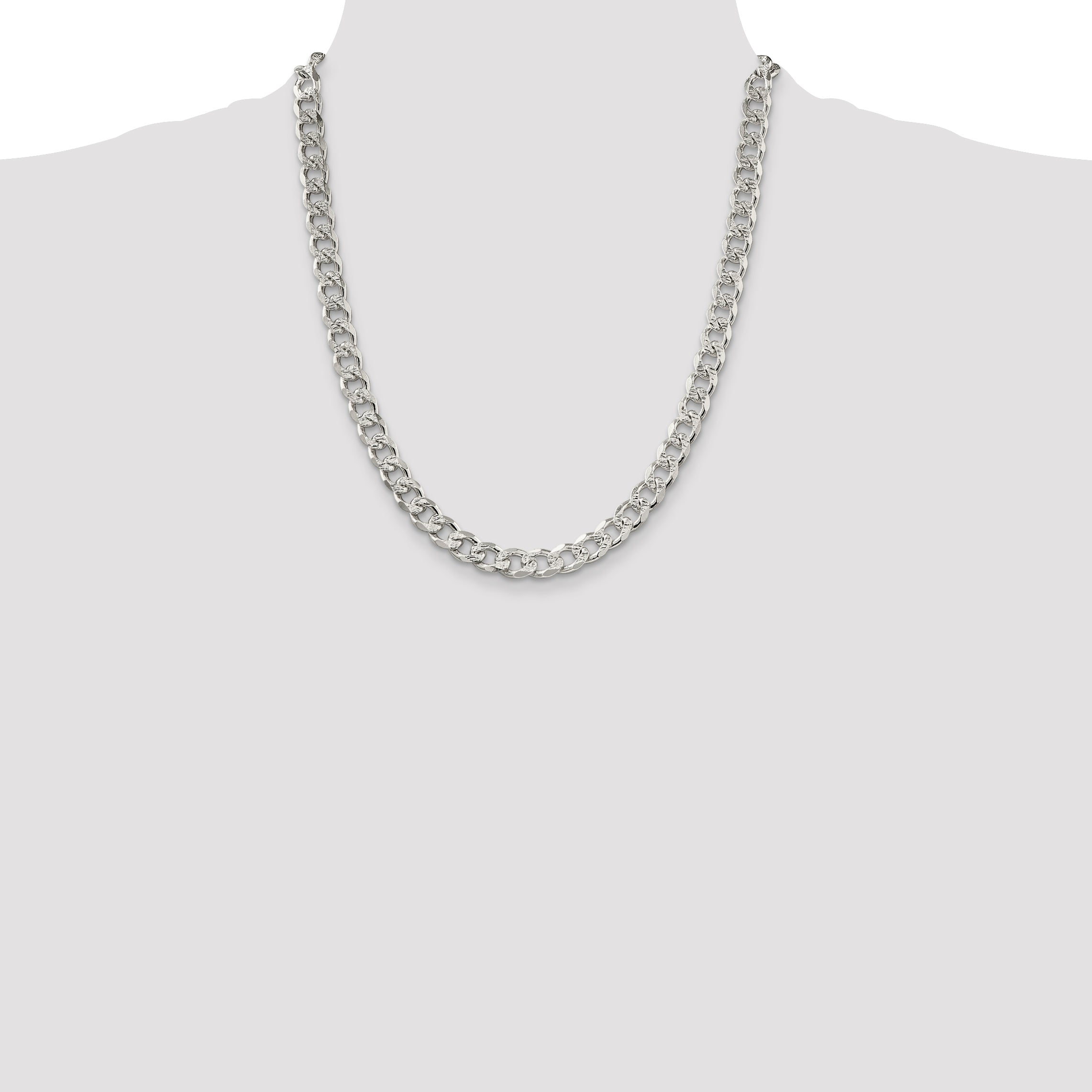 Sterling Silver 8mm Pav‚ Curb Chain