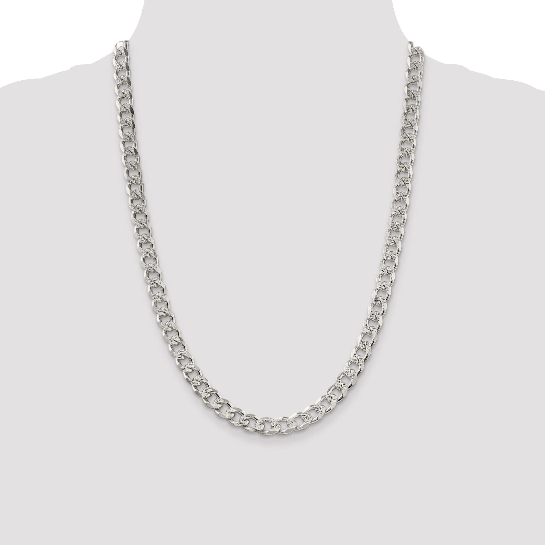 Sterling Silver 8mm Pav‚ Curb Chain