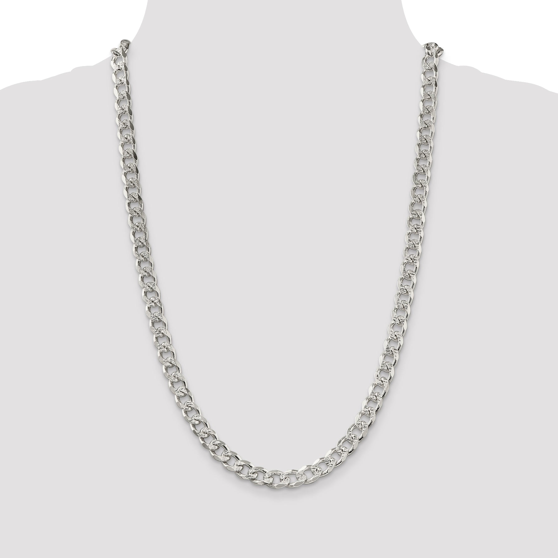 Sterling Silver 8mm Pav‚ Curb Chain