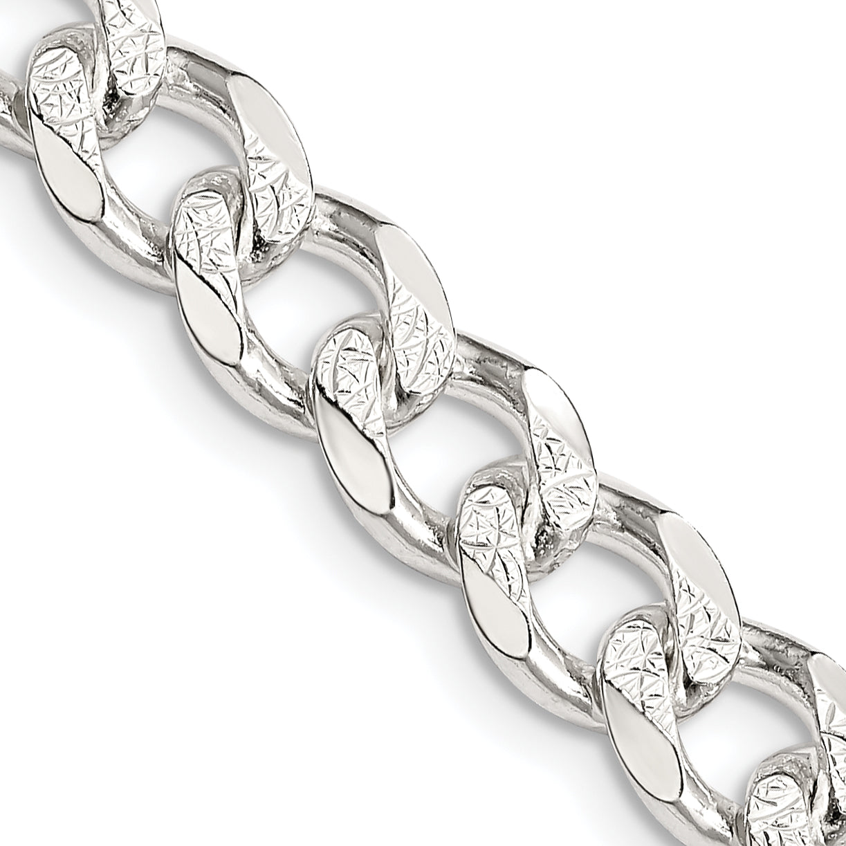 Sterling Silver 8mm Pav‚ Curb Chain