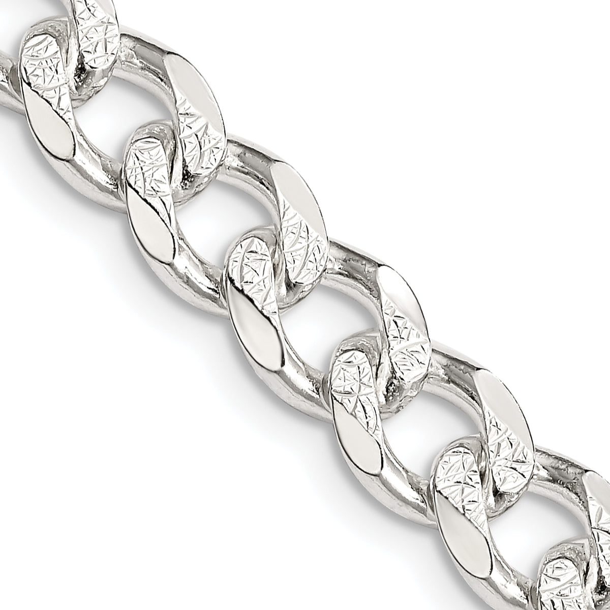 Sterling Silver 8mm Pav‚ Curb Chain