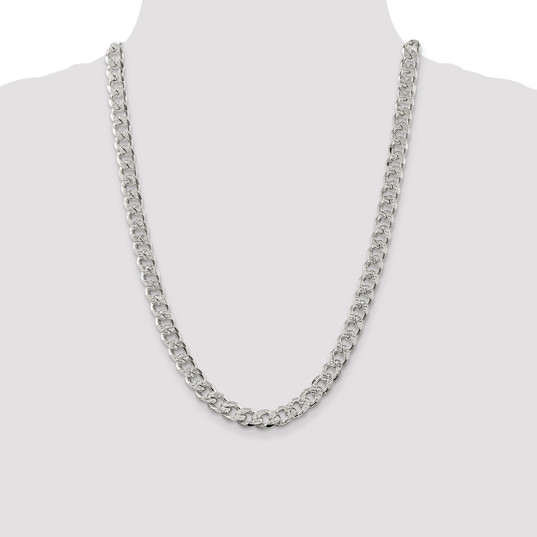 Sterling Silver 9.15mm Pav‚ Curb Chain