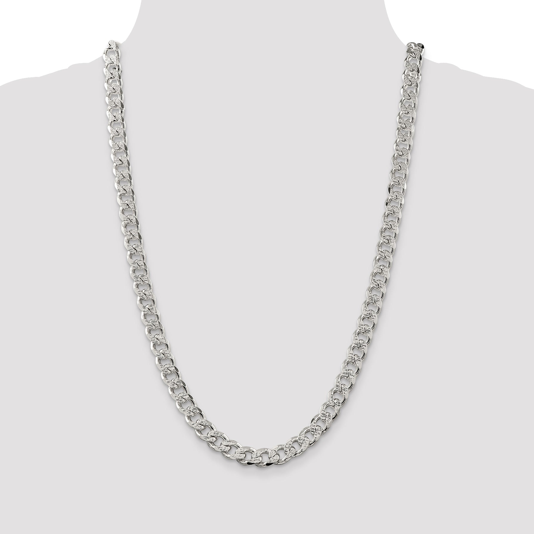 Sterling Silver 9.15mm Pav‚ Curb Chain