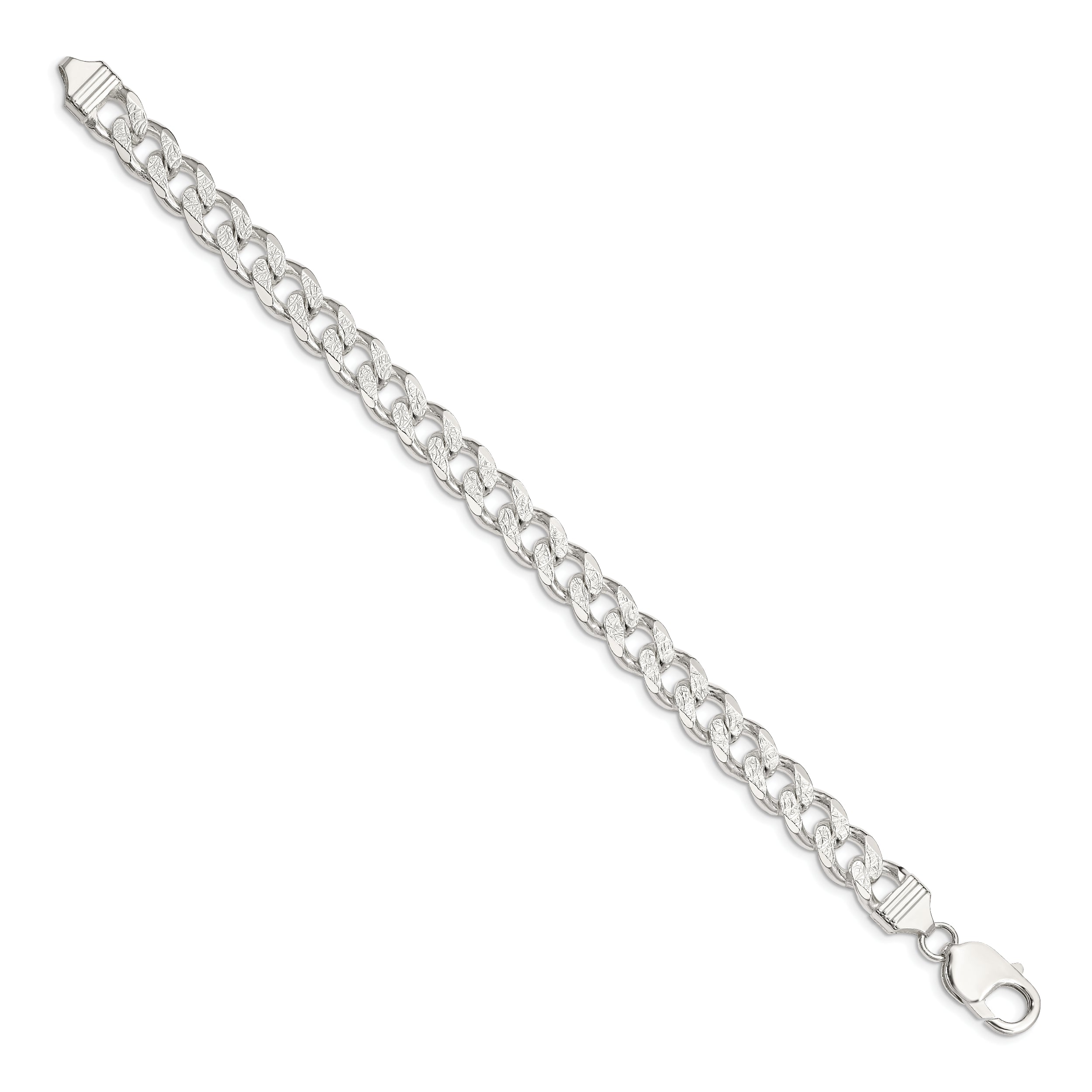 Sterling Silver 9.15mm Pav‚ Curb Chain