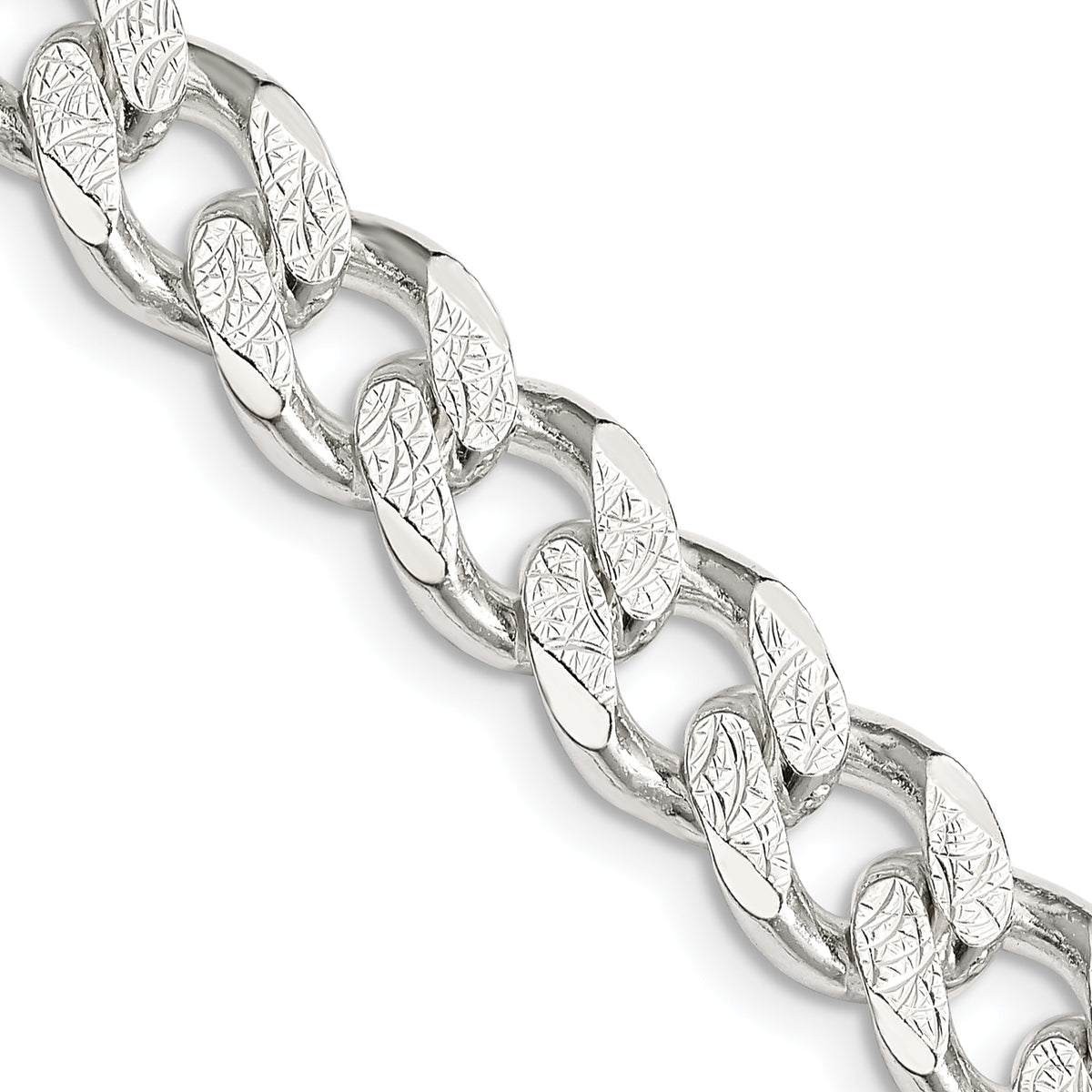 Sterling Silver 9.15mm Pav‚ Curb Chain