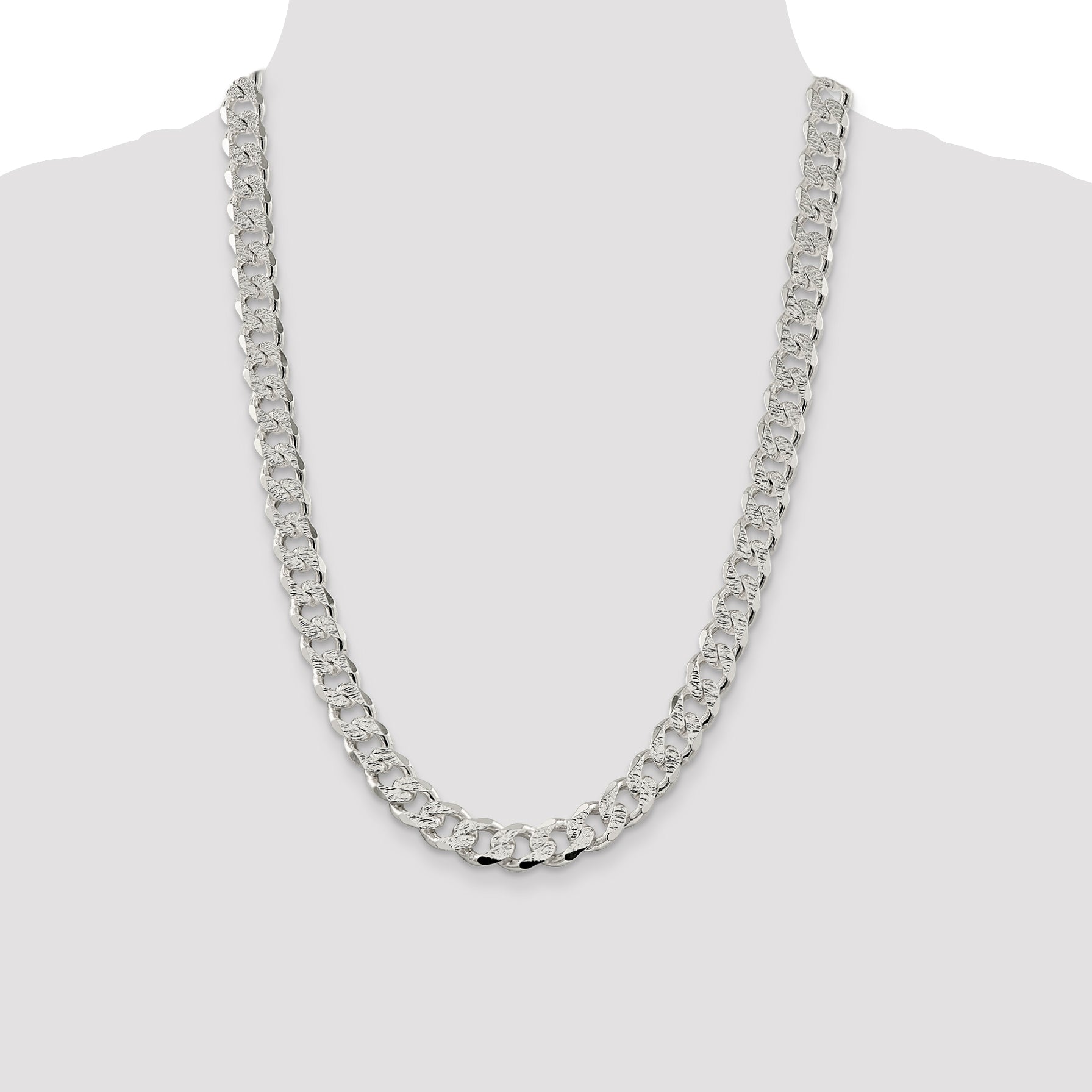 Sterling Silver 10.5mm Pav‚ Curb Chain