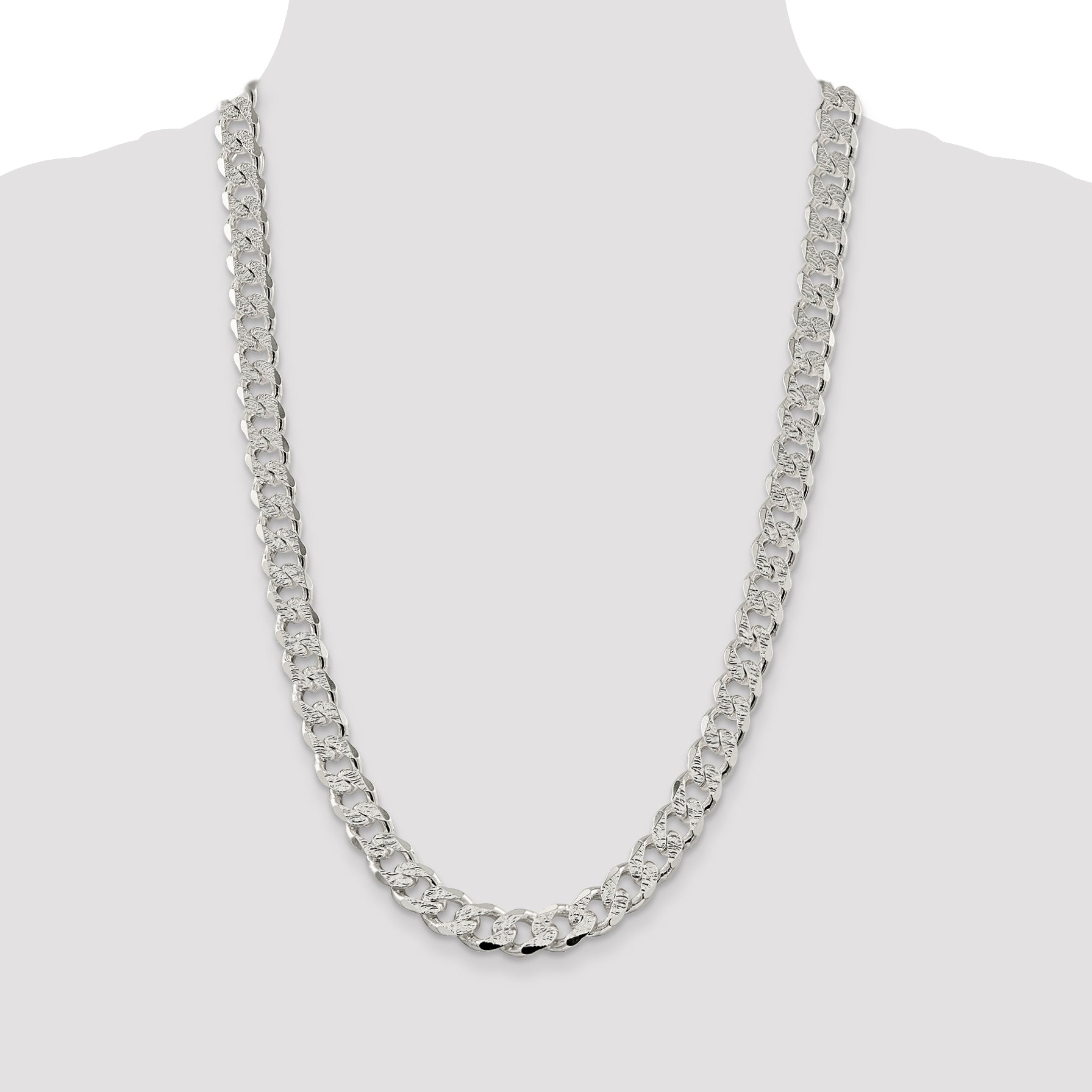 Sterling Silver 10.5mm Pav‚ Curb Chain