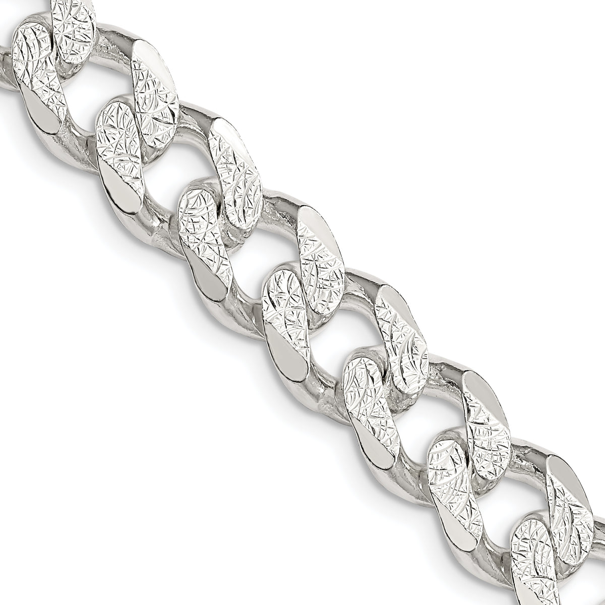 Sterling Silver 10.5mm Pav‚ Curb Chain