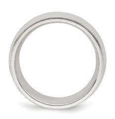 Sterling Silver 7mm Comfort Fit Half Round Milgrain Size 4 Band