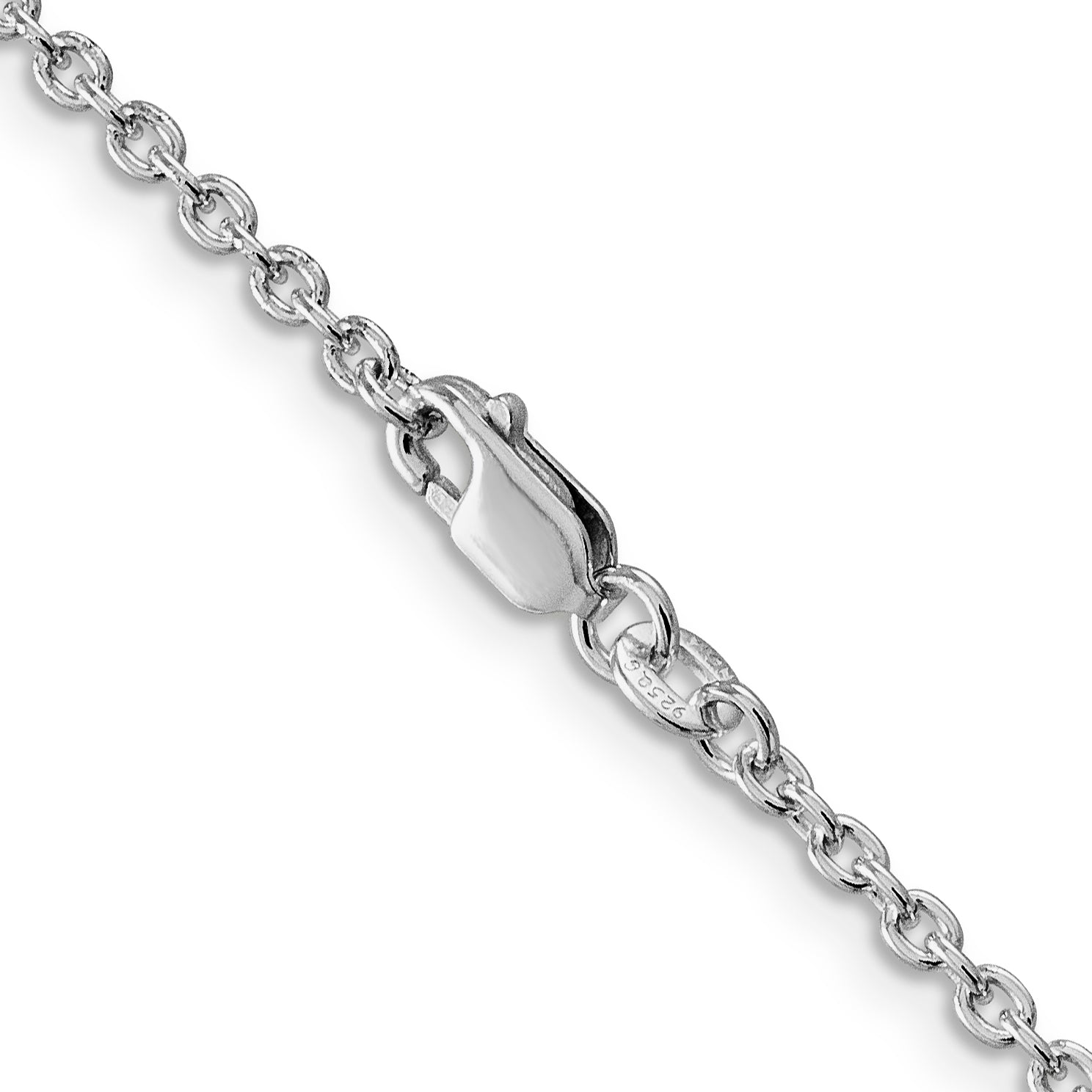 Sterling Silver Rhodium-plated 2.25mm Cable Chain