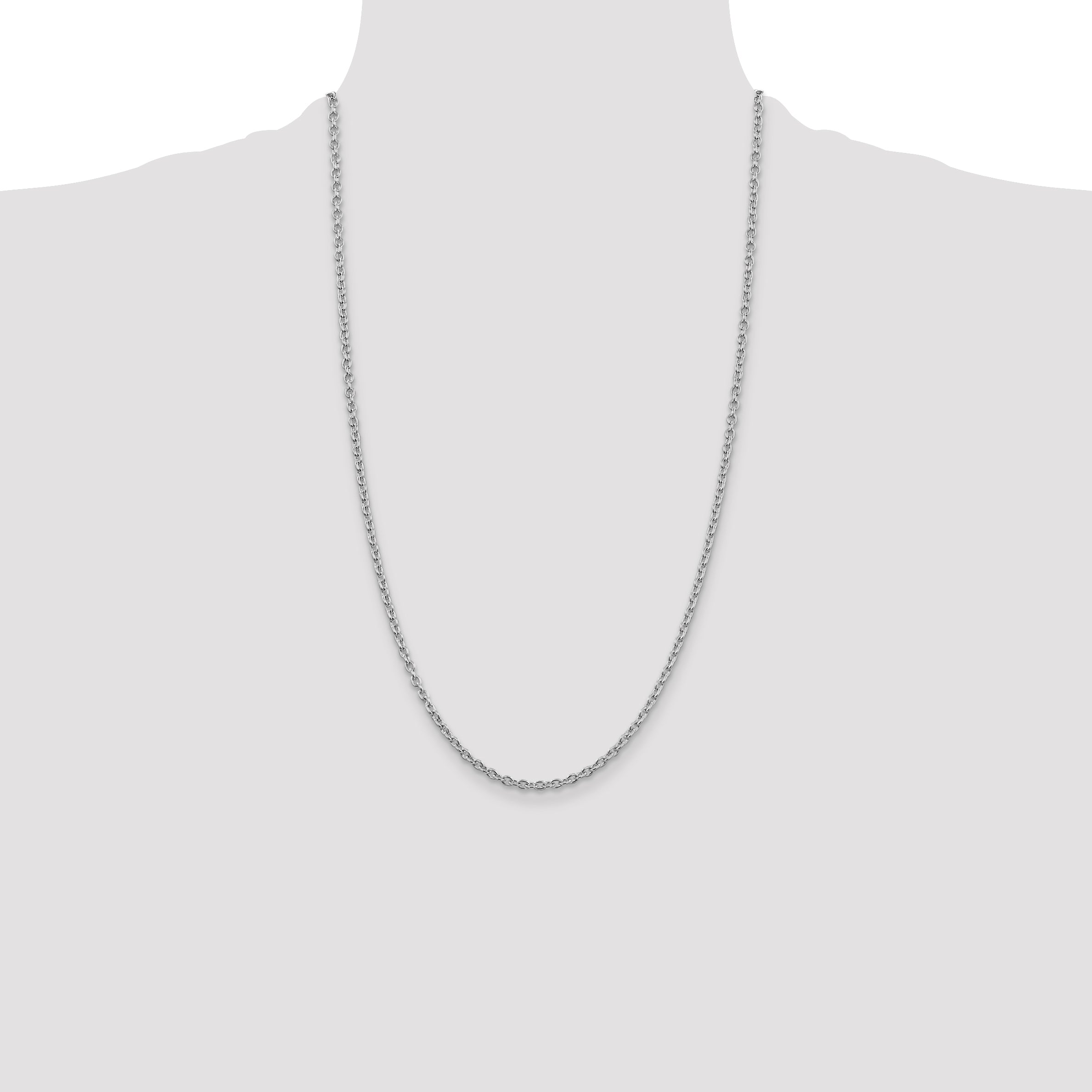 Sterling Silver Rhodium-plated 2.75mm Cable Chain