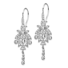 Cheryl M Sterling Silver Rhodium-plated Fancy Brilliant-cut Bezel CZ Kidney Wire Dangle Earrings