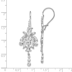 Cheryl M Sterling Silver Rhodium-plated Fancy Brilliant-cut Bezel CZ Kidney Wire Dangle Earrings