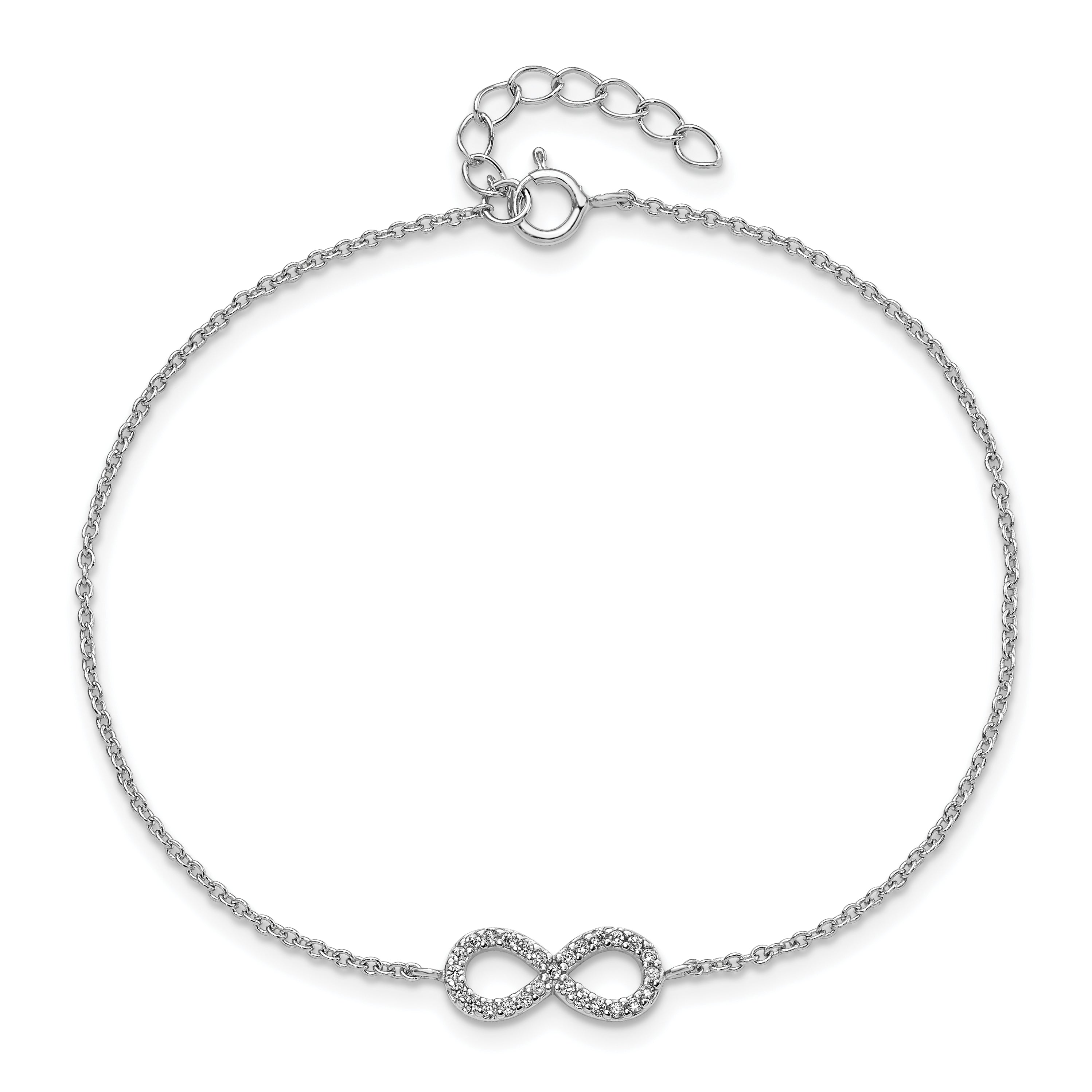 Cheryl M Sterling Silver Rhodium-plated Brilliant-cut CZ Infinity 7 Inch Bracelet with 1 Inch Extender