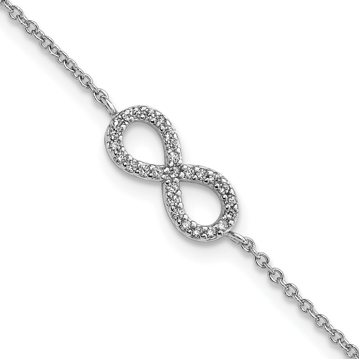 Cheryl M Sterling Silver Rhodium-plated Brilliant-cut CZ Infinity 7 Inch Bracelet with 1 Inch Extender