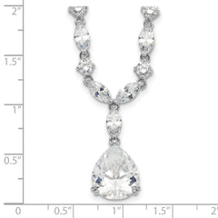 Cheryl M Sterling Silver Rhodium-plated Fancy Marquise-cut & Brilliant-cut Pear CZ 17 Inch Necklace