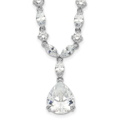 Cheryl M Sterling Silver Rhodium-plated Fancy Marquise-cut & Brilliant-cut Pear CZ 17 Inch Necklace