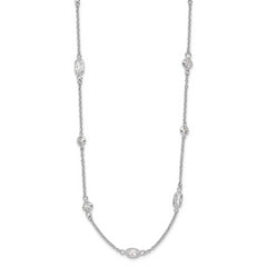 Cheryl M Sterling Silver Rhodium-plated Brilliant-cut CZ 26 Station 36.5 Inch Necklace